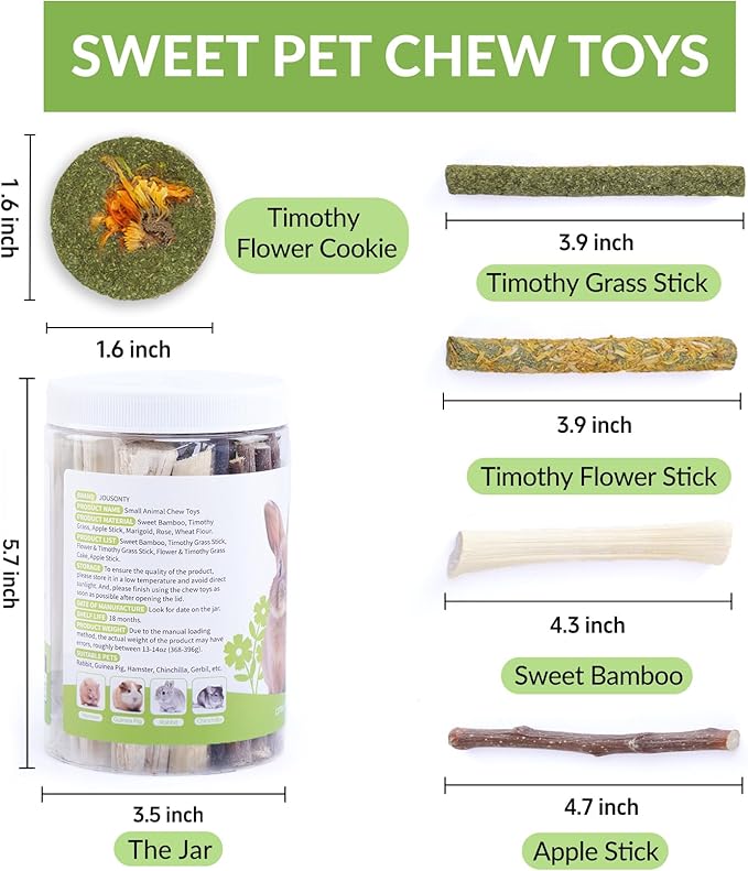 50-60 Pcs Rabbit Chew Toys, Guinea Pig, Hamster, Bunny Chew Toys, Sweet Bamboo, Apple Stick, Timothy Stick, Prevent Teeth Overgrowth, Clean Teeth-PurrikoPets