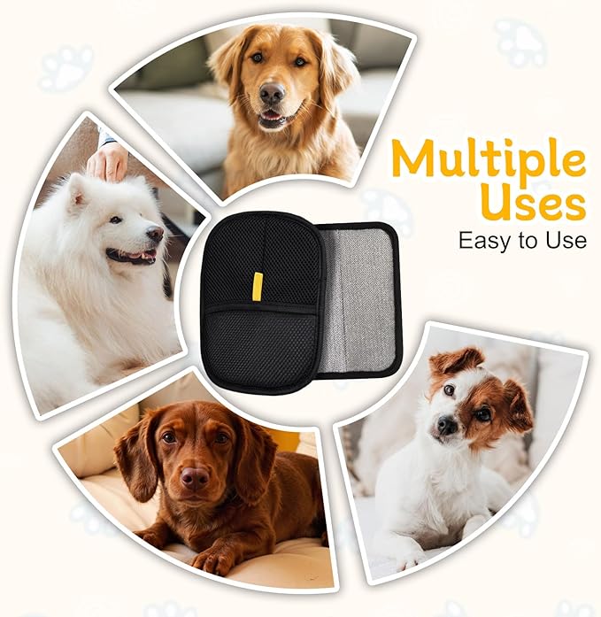 2 Pcs Pet Hair Removal Glove for Cats & Dogs, Pet Hair Remover Brushing Gloves, Reusable Pet Hair Remover Glove, Double-Sided for Couch, Clothing, Carpet, Car Seat-PurrikoPets