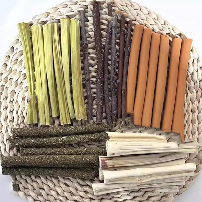 400g 5 Guinea Pig Toys Apple Sticks, Tissimo Grass Sticks, Sweet Bamboo, Papaya Stems, Carrot Sticks Pertain Chinchilla Squirrel Gerbil Hamster Squirrel Guinea Pigs-PurrikoPets