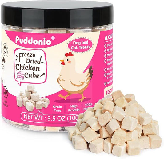 Freeze Dried Cats & Dogs Raw Treats, All Natural Single Ingredient Chicken Breast, High Protein Healthy Pet Training Treats or Food Topper, 3.5 oz-PurrikoPets