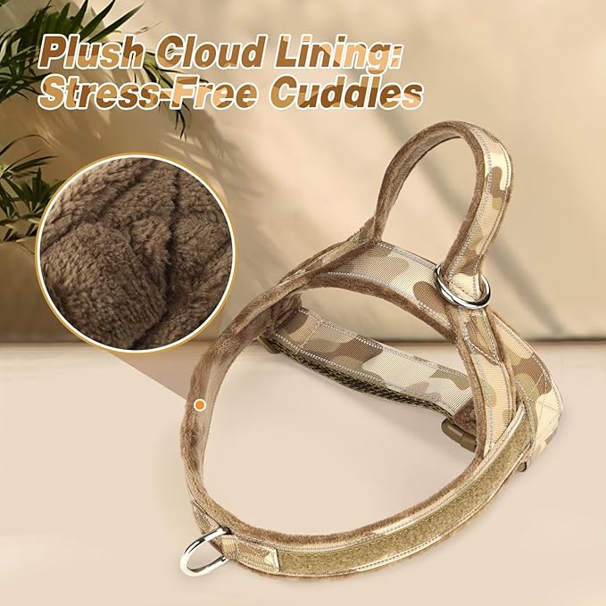 Forestpaw No Pull Dog Harness - Soft Flannel Padded Tactical Dog Vest Harness with Quick Release Buckle, Adjustable Reflective Pet Harness for Medium Dogs Walking Training,Brown Camouflage M-PurrikoPets