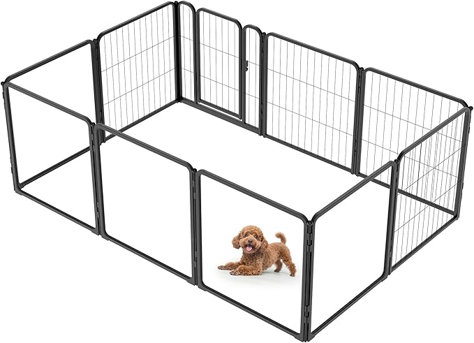 FXW Homeplus Unleashed Indoor Dog Playpen - Stress-Free and Safe Play, Heavy Duty 24 Inch 5 Acrylic Panels + 5 Wire Panels Dog Pen for Puppy and Small Dogs, Black│Patented-PurrikoPets