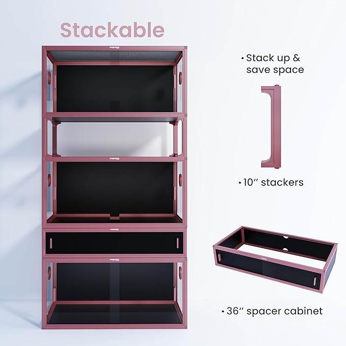 50 Gallon Bearded Dragon Tank, Reptile Enclosure for Easy Maintenance, Front Opening Reptile Tank with Top Screen Ventilation & Glass Sliding Door 36''x18''x18''-PurrikoPets