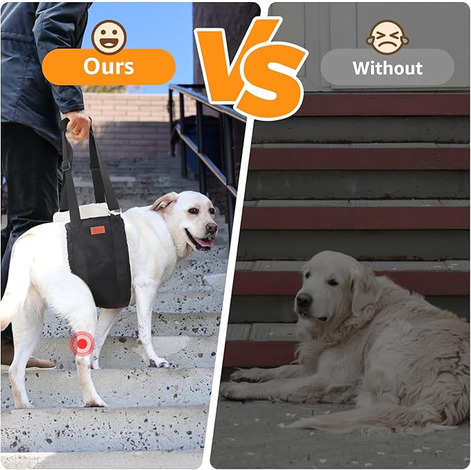 Adjustable Dog Lift Harness Dog Sling for Large Dogs Hind Leg Support Soft Lift Support and Rehab Harness for Weak Rear Legs, Helps Senior, Injured, Disabled and After ACL Surgery Dogs Large-PurrikoPets