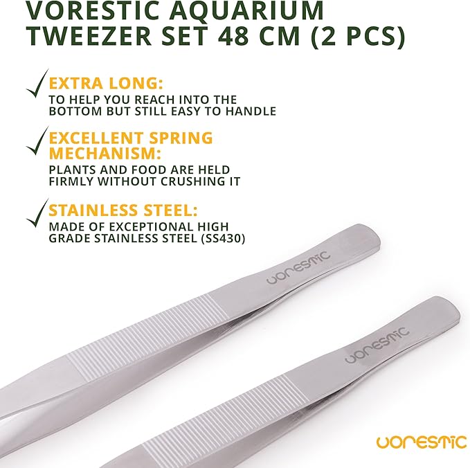 2 Pcs Heavy Duty Reptile Feeding Tongs, Aquarium Tweezers 18 Inch, Straight and Curved Extra Long Tweezers, Reptile Tongs, Aquarium Tongs, Aquarium Tweezers Extra Long-PurrikoPets