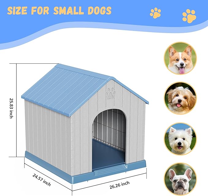 DRATO Dog Houses Resin Small Indoor Outdoor Dog Kennel for All-Weather Use Cozy Shelter for Small Dogs in Home, Garden, or Balcony-PurrikoPets