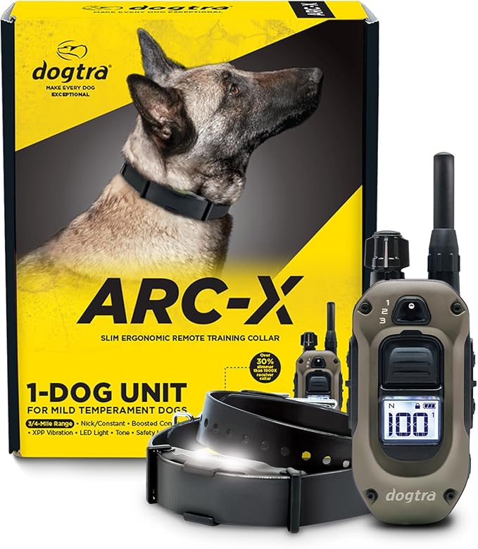 Dogtra ARC-X E-Collar for Dog Training - 3/4 Mile Range, for Dogs 15 lbs+, Slim Design, IPX9K Waterproof, 100 Stimulation Levels, Vibration, Tone, Rechargeable - Dog Owners and Professional Trainers-PurrikoPets