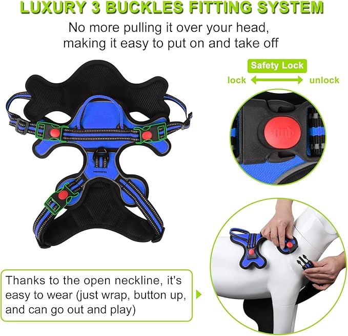 Dog Harness, Adjustable Reflective Dog Vest No Pull Dog Harness with Badge and Bow Tie for Puppy Small Medium Large Dogs-PurrikoPets