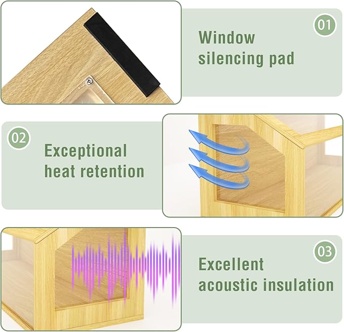 24" Wooden Hamster Cage, Chewproof Gerbil Cages and Habitats, Openable Top Roof Window with Silencing Pad, Guinea Pig Cage for Small Animals, Dwarf and Syrian Hamster, 24 x 16 x 16 Inches-PurrikoPets