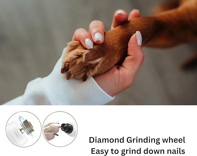 GajetNest Professional Pet Nail Grinder for Dogs and Cats, 2 Speeds LED Light USB Charging Low Vibration, Quiet, Cordless Ergonomic Long Lasting Battery, Safety Guard-PurrikoPets