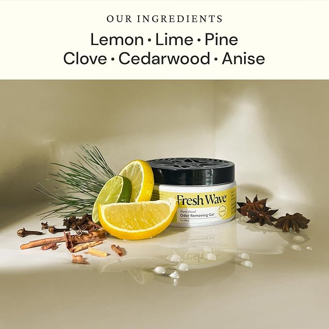 Fresh Wave Lemon Odor Removing Gel, 7 oz., Pack of 3 - Safer Odor Absorbers for Home, Natural Plant-Based Odor Eliminator, Every 7 oz. lasts 15-30 Days, For Cooking, Trash & Pets-PurrikoPets