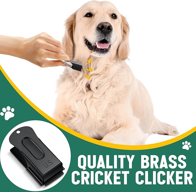 2 Pieces Brass Pet Training Clicker Signaling Cricket Clicker Metal Dog Clicker for Puppy Cats Trainer Pet Owners (Black)-PurrikoPets