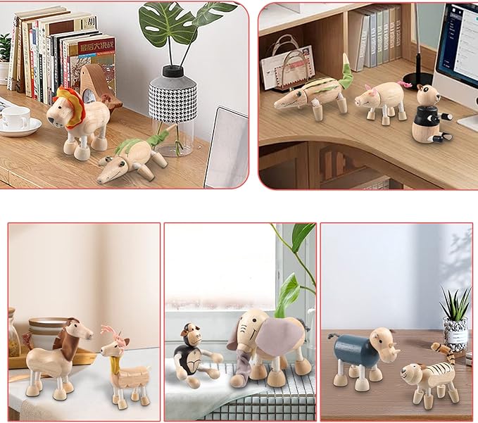 12PCS Bendable Wooden Animal Toys, Fun and Posable Animal Toys for Early Education, Smooth Natural Wood, Safari Farm Wood Animals Learning Toy for Kids-PurrikoPets