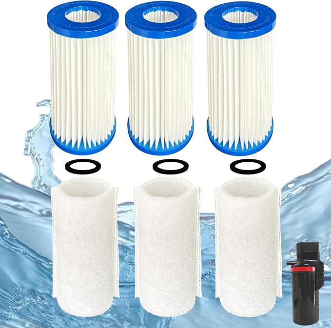 3 Pack Replacement Micron Cartridges, 3 JH Floss Sleeves, and 3 Foam Gaskets for MarineLand Magnum Polishing Internal Canister Filter; Micron Cartridge PA0140, ML90769 Rite-Size JH Floss Sleeve-PurrikoPets