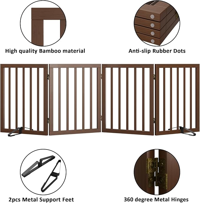 Dog Gate for Stairs,Foldable Dog Gate for Indoor Doorways House,Freestanding Pet Gates for Dogs,Doogie Puppy Fence Gate-PurrikoPets