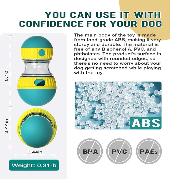 Dog Puzzle Toy Adjustable Treat Dispensing Ball Food Dispenser Tough Slow Feeder Puppy Enrichment Training Toy Pet Interactive Chase Toys for Small Medium Large Dogs to Keep Them Busy, Green-PurrikoPets