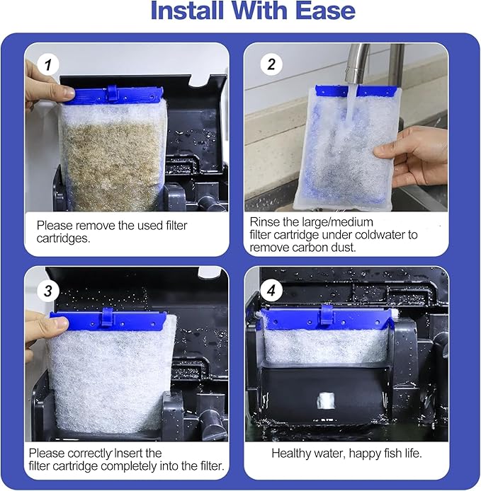 12-Pack Large Replacement Filter Cartridges Compatible with Tetra Whisper Bio-Bag Filters Large Aquarium Filter Cartridges for Whisper 20i/40i /IQ20/30/45/60 PF20/30/40/60 Power Filters-PurrikoPets