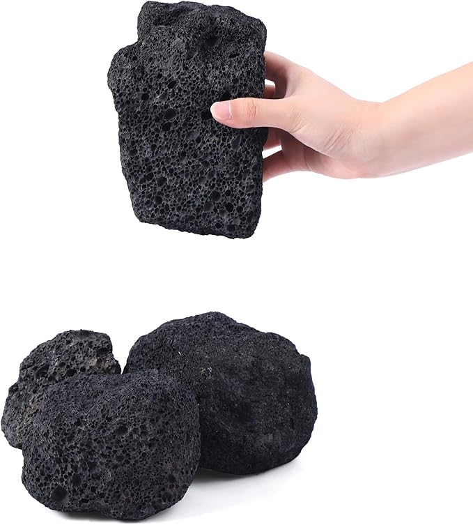 2-6 Inches Large Natural Black Lava Rock 4 PCS Aquarium Rocks for Aquascaping, Aquarium Landscaping, Terrariums, Fish Tank Decoration, Vivariums, Paludarium, Reptile and Amphibian Enclosures-PurrikoPets