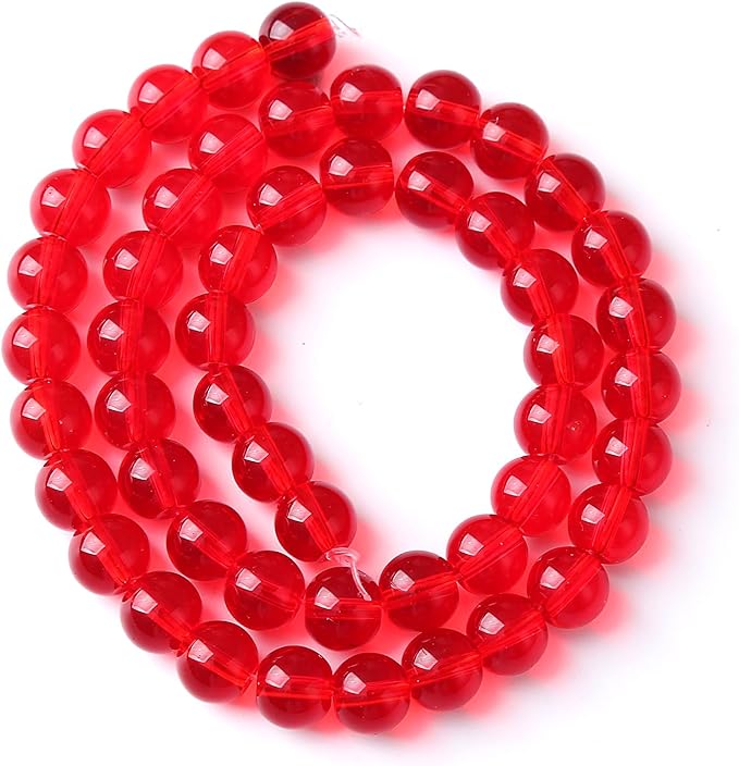 8mm 46pcs Garnet Red Glass Crystal Beads Natural Stone Beads for Jewelry Making Crystal Energy Healing Power Stone Beads DIY Bracelet Necklace Accessories (Red Glass, 8mm)