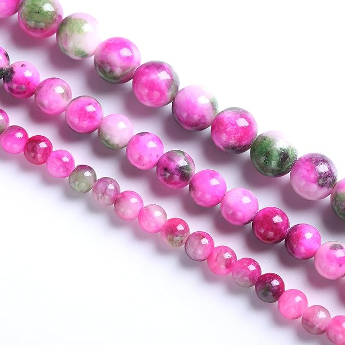 8MM 46PCS Pink Green Persian Jade Spacer Loose Beads for Jewelry Making DIY Bracelet Necklace