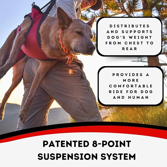 Fido Pro Airlift Emergency Dog Rescue Sling - Lightweight, Packable Dog Sling for Extra Large Dogs with 8-Point Support System for Safe Transport - Ideal for Hiking, Skiing - Fits Dogs 70-160 lbs-PurrikoPets