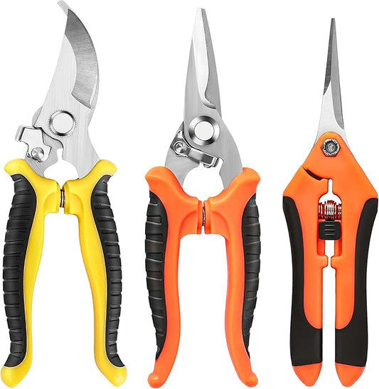 3-Pack Stainless Steel Pruning Shears, Pruning Snips and Clippers for Gardening-PurrikoPets