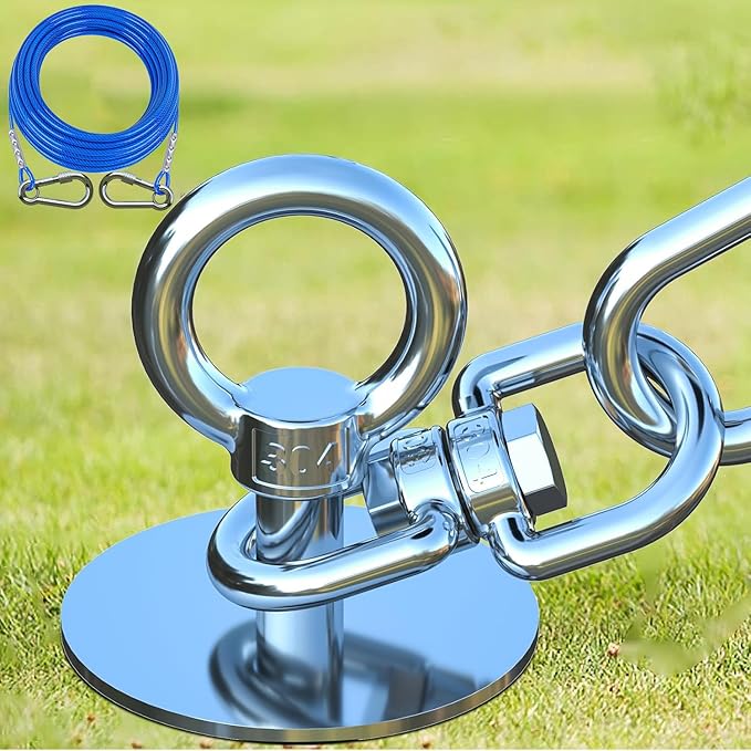 Dog Tie Out Cable and Stake,45FT Heavy Duty Cable,360°Swivel Dog Run- No Tangle,Runner for Yard- Up to 150LBS,Ideal for Outdoor Camping-PurrikoPets