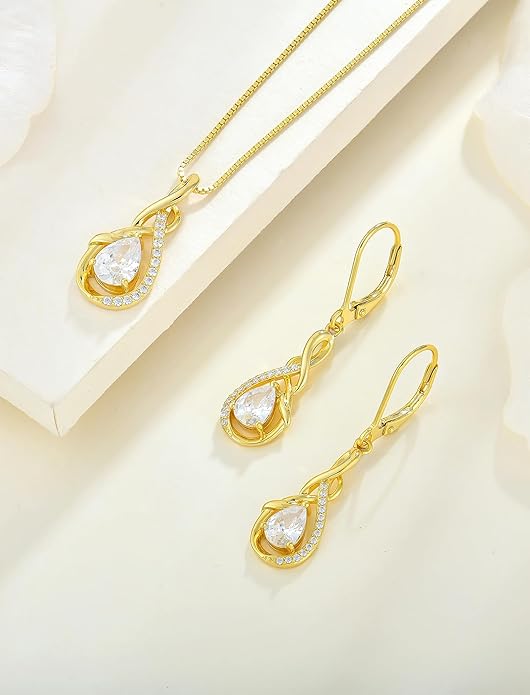 STARCHENIE Infinity Teardrop Pendant Necklace for Women 925 Sterling Silver Birthstone Jewelry