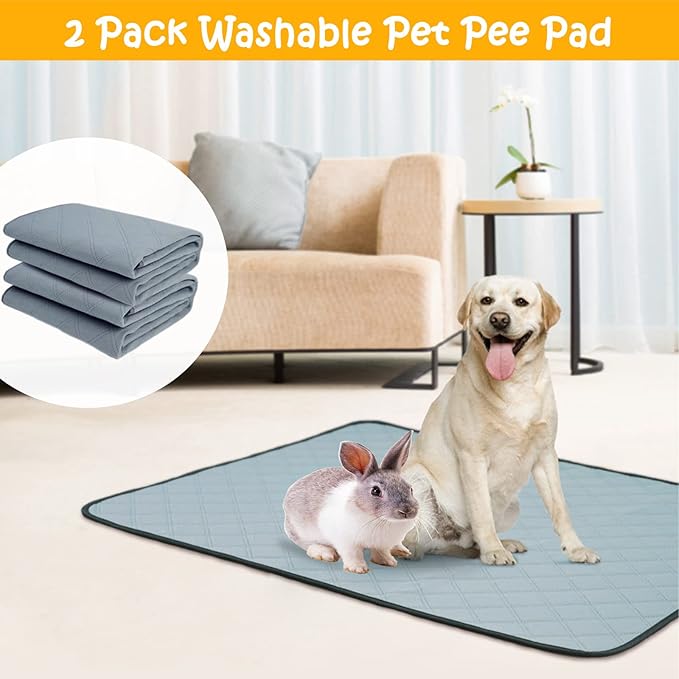 2 Pack Guinea Pig Cage Liners Washable Guinea Pig Bedding Waterproof | Super Absorbent | Non Slip | Reusable Guinea Pig Pee Pads for Small Animals Rabbit Hamster Rat - for Midwest 48" x 24"-PurrikoPets