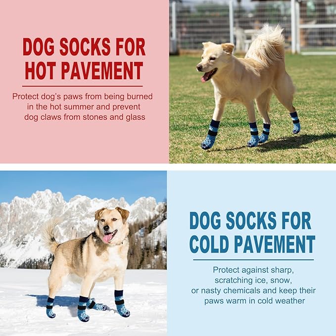 EXPAWLORER Anti Slip Dog Socks to Prevent Licking Paws, Dog Shoes for Hot Pavement, Dog Booties for Small Medium Large Senior Dogs, Traction Control Dog Boots & Paw Protectors for Hardwood Floors-PurrikoPets