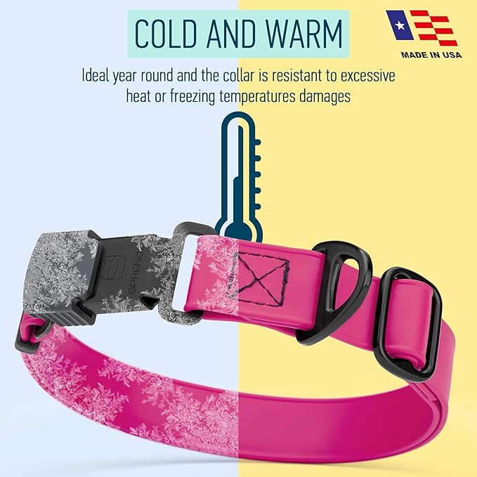 Dogline Biothane Waterproof Dog Collar with Herm Sprenger Stainless Steel Quick Release Buckle – Heavy Duty Tactical Durable Collar for Dogs – Comfortable and Safe Pet Collar, W 1" L 15-25", Magenta-PurrikoPets
