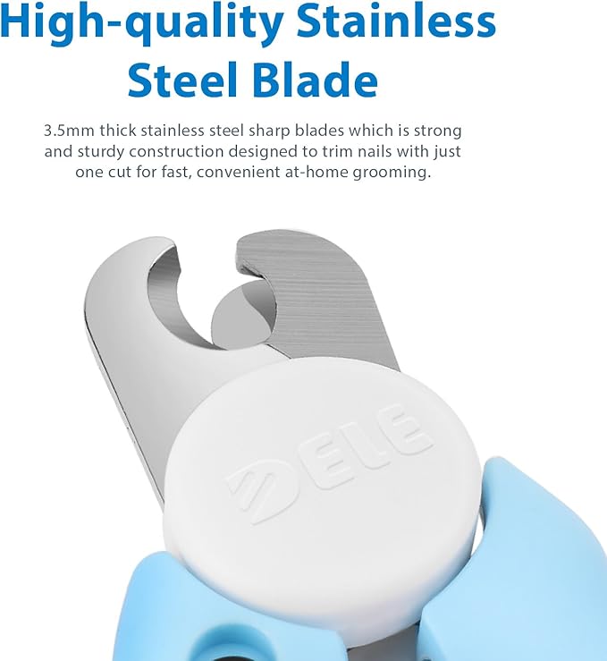 Flexzion Dog Cat Nail Clipper and Trimmer, Pet Toe Claw Scissor Grooming Tool with Stainless Steel Blades File Easy Grip Handle Safety Guard Avoid Overcutting for Small Medium Large Breed Puppy, Blue-PurrikoPets