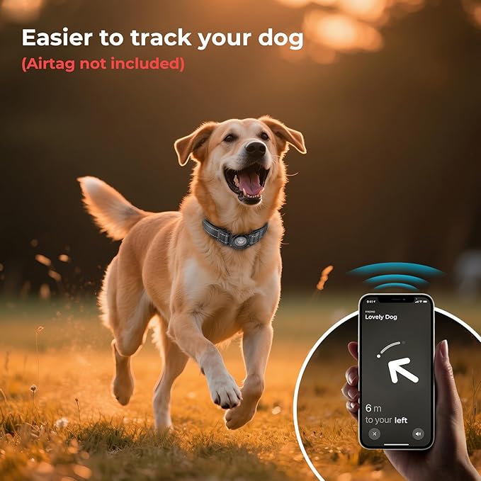 2025 Upgrade Airtag Dog Collar, Reflective Dog Collar with Airtag Holder, IP68 Waterproof| Metal Buckle| Ultra-Durable| Comfortable Padded, GPS Dog Collars for Medium Large Dogs (Black,XL)-PurrikoPets