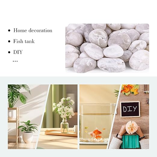 DomeStar 2.7lb White River Rocks, Polished Pebbles Decorative White Stones for Landscaping Vase Filler Fish Tank Aquariums Garden Outdoor and Indoor DIY-PurrikoPets