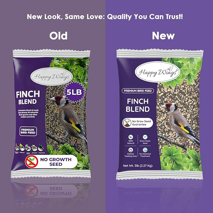 Finch Blend Bird Food - Mix of Sunflower Hearts/Kernels and Nyjer, 5 Pounds - No Grow Seed - For Wild Birds-PurrikoPets