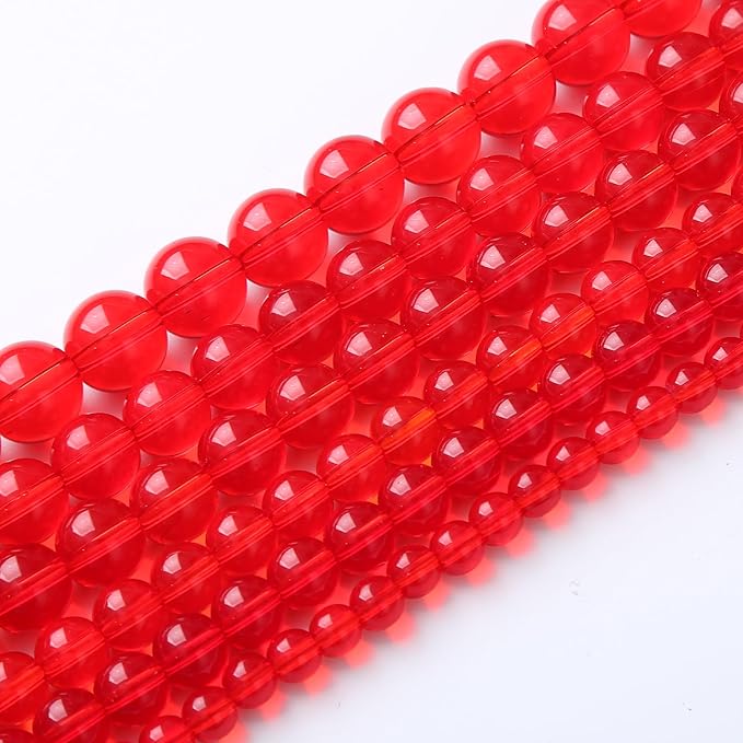 10mm 76pcs Red Glass Crystal Beads Stone for Jewelry Making Crystal Energy Healing Power Beads DIY Bracelet Necklace Accessories (Red Glass, 10mm)