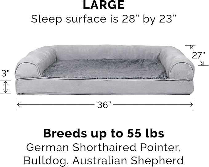 Furhaven Replacement Dog Bed Cover Plush & Suede Sofa-Style, Machine Washable - Gray, Large-PurrikoPets