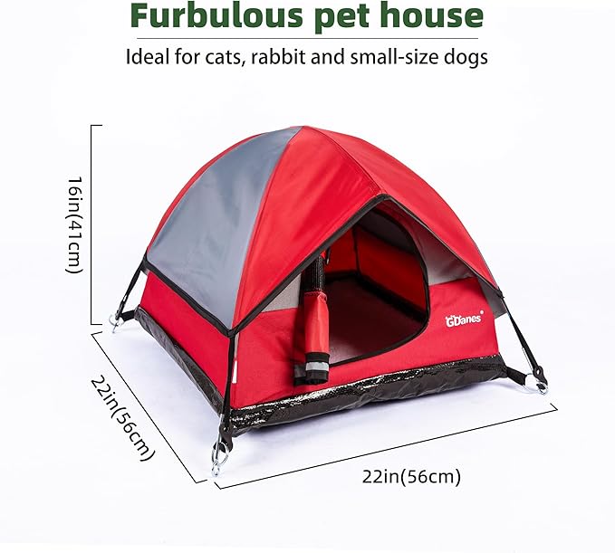 GDanes Cat House Portable Indoor/Outdoor Red Cat Tent for Cats and Small Dogs with Soft Pad-PurrikoPets