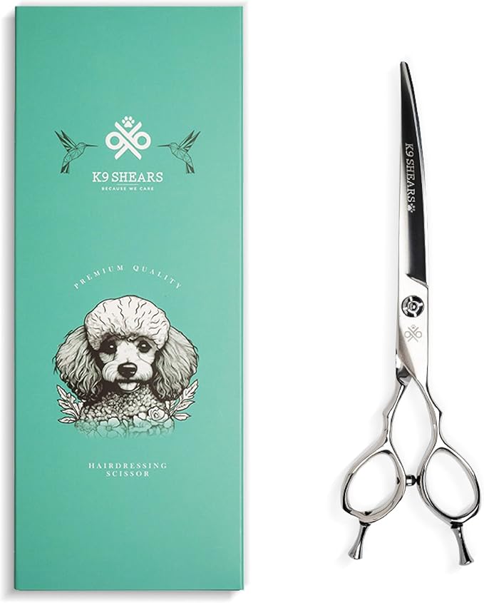 7" Curved Dog Grooming Scissors – Handcrafted, Ergonomic, VG10 Stainless Steel for Sharper, Tougher, Better Edge Retention, Lightweight Shears for Trimming Face and Paws.-PurrikoPets