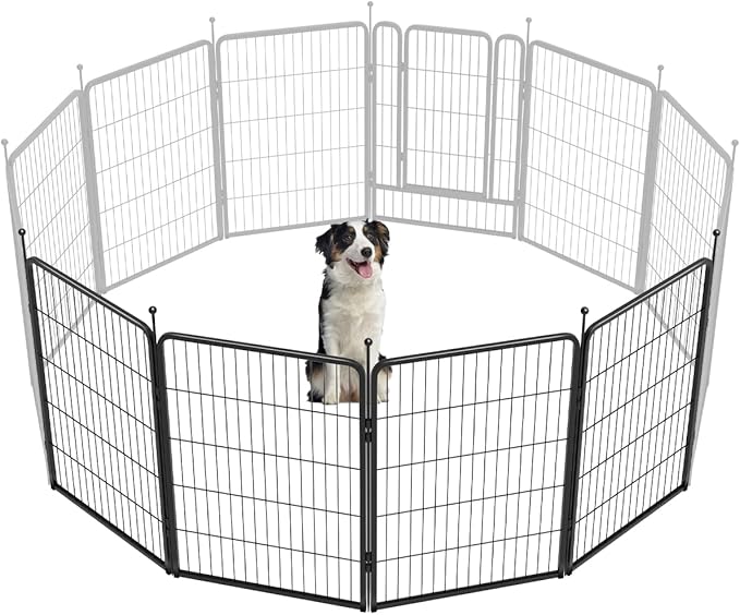 FXW Rollick Unleashed Dog Playpen for Indoor, Yard, RV Camping, 40 inch 4 Panels for Medium and Large Dogs, Black│Patented-PurrikoPets