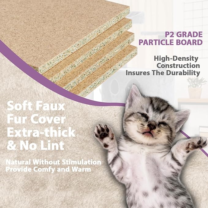 70 Inches Cat Tower for Indoor Cats Multi-Level Cat Condos XL Cat Tree Climbing Tower with Scratching Posts, Hanging Toys, Beige-PurrikoPets