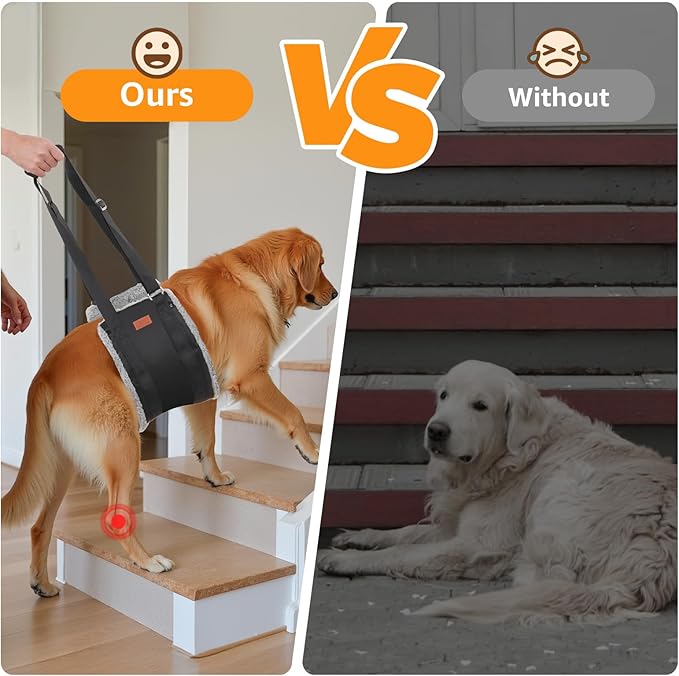 Adjustable Dog Lift Harness, Dog Sling for Large Dogs Hind Leg Support, Soft Lift Support Helps Senior, Injured, Disabled and After ACL Surgery Dogs-Black & Grey (X-Large)-PurrikoPets