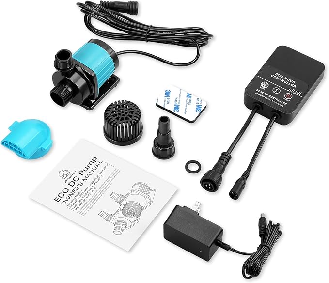 320GPH Mini Aquarium DC Water Pump with Controller, DC24V 12W Submersible Return Pump for Fish Tank,for 20g to 50g nano desktop Aquariums,Fountains,Sump,Hydroponic-PurrikoPets