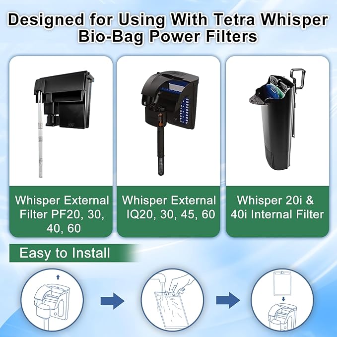 driamor 6 Pack Large Filter Cartridges Compatible with Whisper Filters 20i/40i IQ20/30/45/60 PF20/30/40/60, Aquarium Filter Cartridge Replacement Assembled Compatible with ReptoFilter 125GPH-PurrikoPets