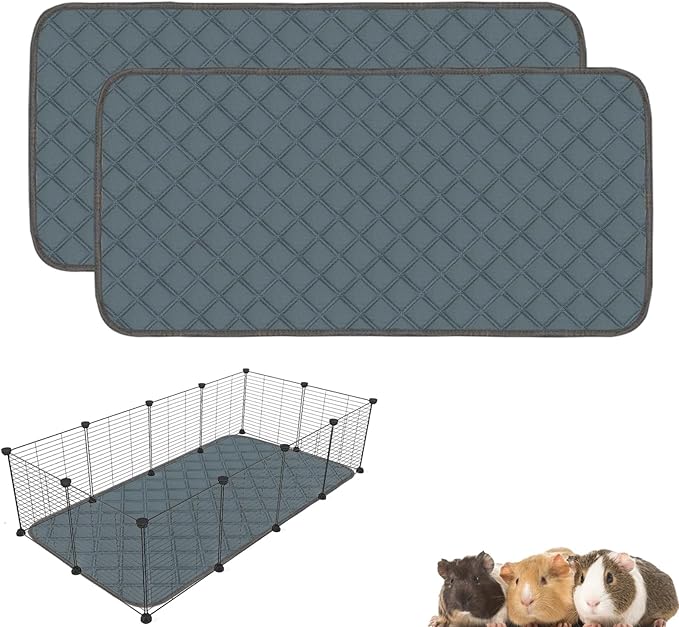 2 Pack Guinea Pig Cage Liners Washable Guinea Pig Bedding Super Absorbent | Waterproof | Non Slip| Reusable Guinea Pig Pee Pads for Small Animals Cages Rabbit Hamster Rat - 48" x 24"-PurrikoPets
