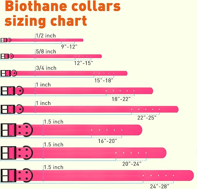 Dogline Biothane Waterproof Dog Collar Strong Coated Nylon Webbing with Black Hardware Odor- Proof for Easy Care Easy to Clean High Performance Fits Small Medium or Large Dogs, Passionfruit Pink-PurrikoPets