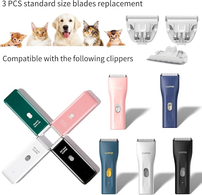 3 PCS Standard Size Replaceable Ceramic Blades Set Pet Hair Clipper,Cat Dog Common Use Clipper Blade(#AP005)-PurrikoPets