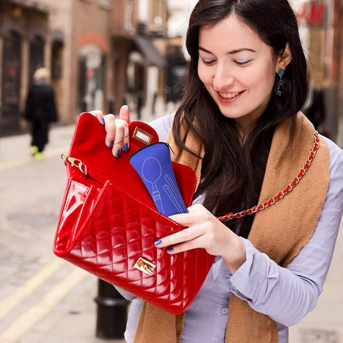 3 Pack Reusable Flatware Sets Knife, Fork, Spoon, Chopsticks, 12Pcs Portable Travel Stainless Steel Tableware Dinnerware with Carrying Case-PurrikoPets