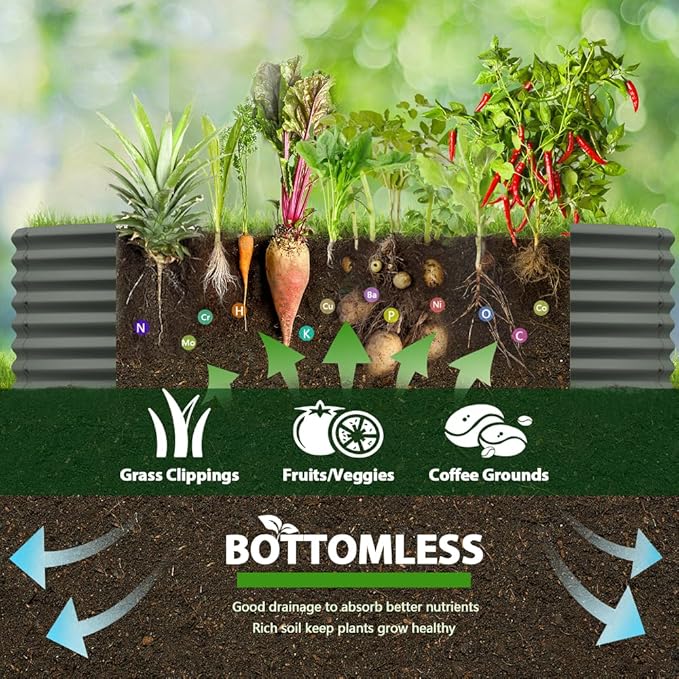 A ANLEOLIFE 6X3X2 ft Galvanized Raised Garden Beds Outdoor, Oval Large Metal Deep Root Planter Box for Planting Vegetables Flowers Herb, Anti-Rust & Easy-Setup, Quartz Grey-PurrikoPets