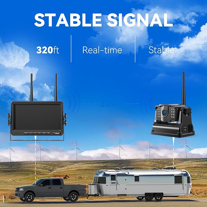 eRapta Magnetic Wireless Backup Camera Kit with HD1080P 7” DVR Monitor, Dual RV/Trailer/Truck/Tractor Cameras Wireless System, No Wiring, 9600mAh Rechargeable Battery, IR Night Vision-ACT702-PurrikoPets